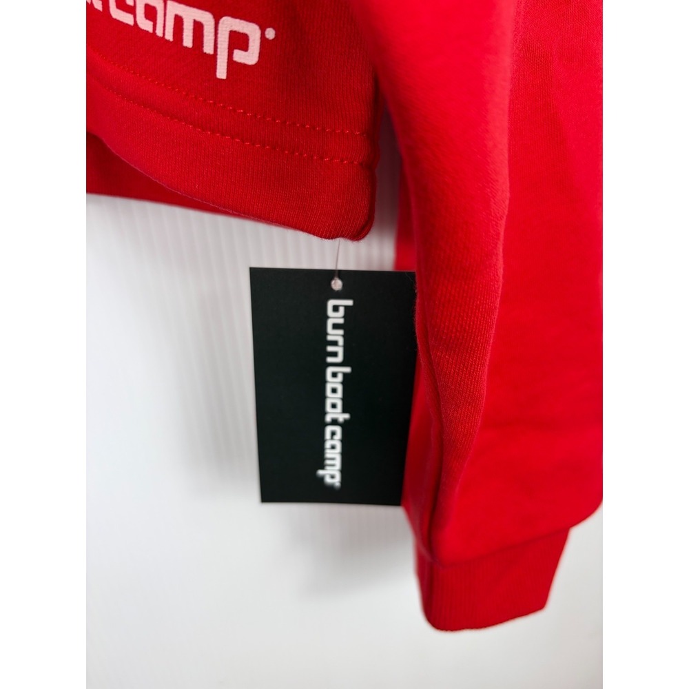 Burn Boot Camp Womens XL Red Cropped Hoodie Sweatshirt Cotton Oversized Workout - Picture 4 of 10